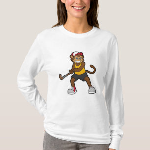 Camiseta Macaco no Hockey com palito de Hockey