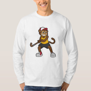 Camiseta Macaco no Hockey com palito de Hockey