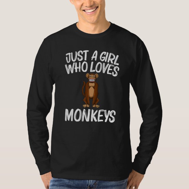 Camiseta Macaco Para Meninas Crianças Primata Animal Macaco (Frente)