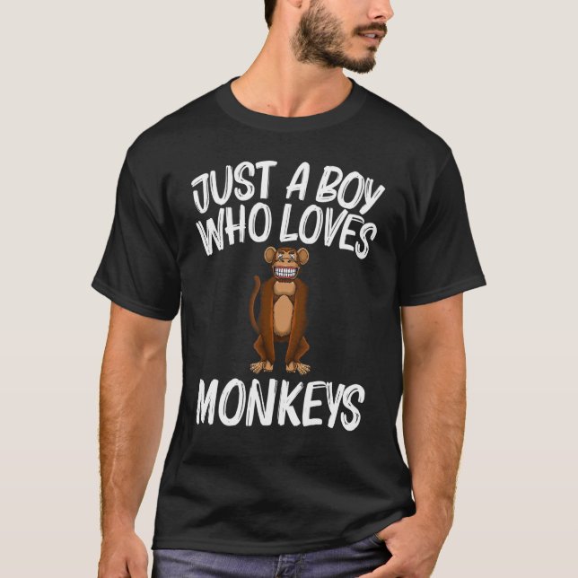 Camiseta Macaco Para Meninos Crianças Primatas Macaco (Frente)