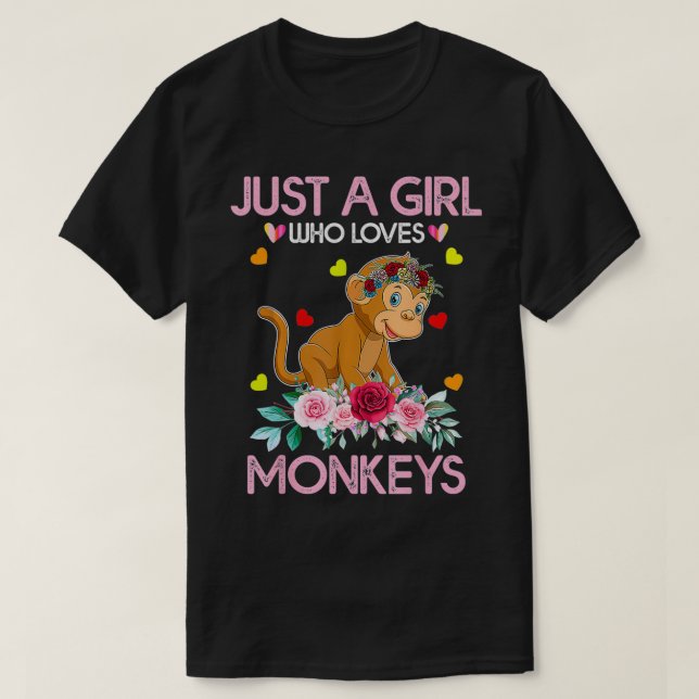 Camiseta Macaco Para Mulheres Crianças Apenas Uma Menina Qu (Frente do Design)