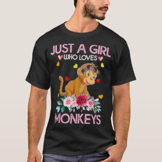 Camiseta Macaco Para Mulheres Crianças Apenas Uma Menina Qu