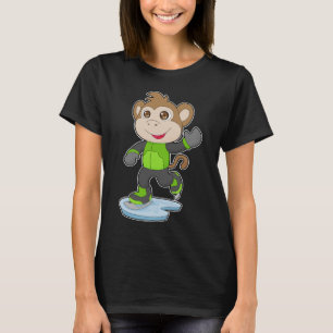 Camiseta Macaco patinação no gelo Patins de gelo