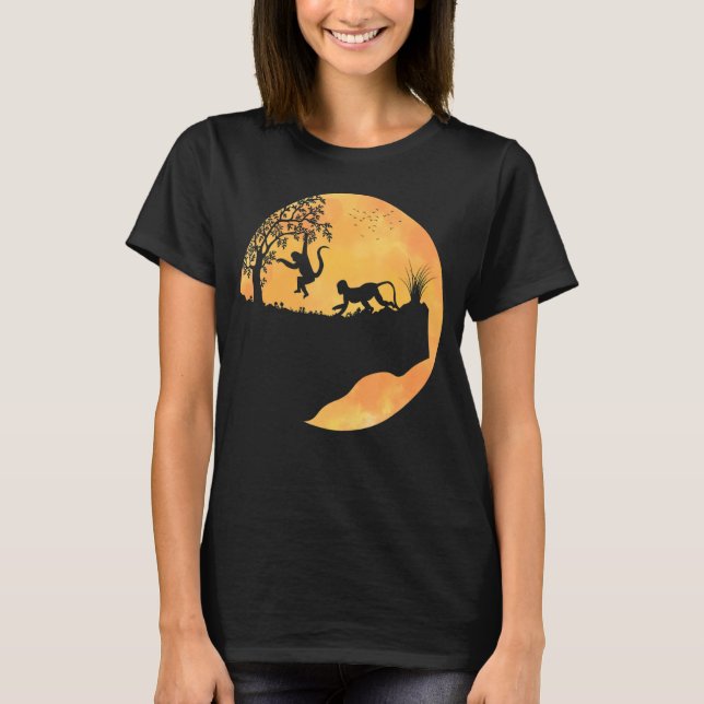 Camiseta Macaco Pôr Do Sol Para Homens Macaco (Frente)