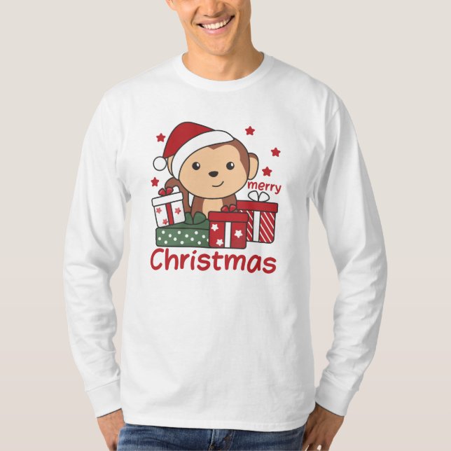 Camiseta Macaco Presente de Natal Presente nos Macacos de I (Frente)