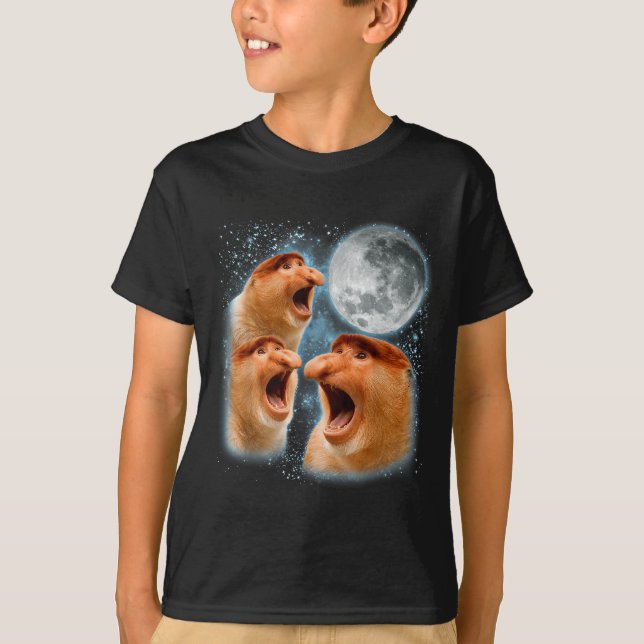 Camiseta macaco probóscide amante galáxia lua vida selvagem (Frente)
