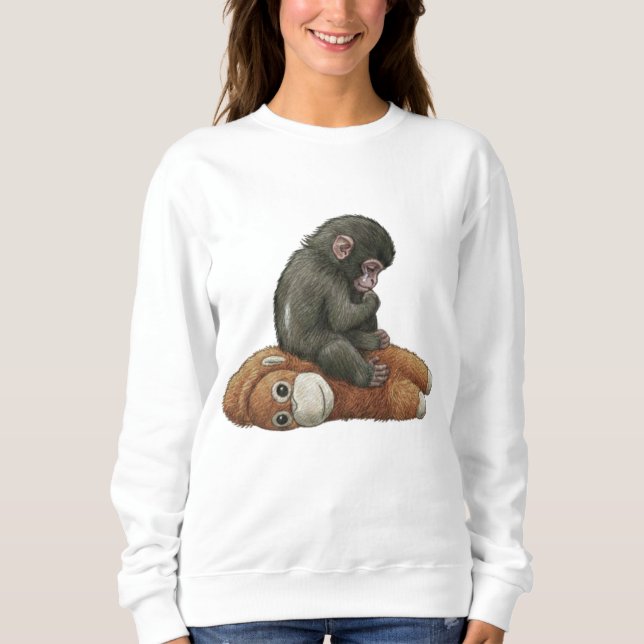 Camiseta Macaco Punch, Bebê Macaco Orangotango Abraço  (Frente)