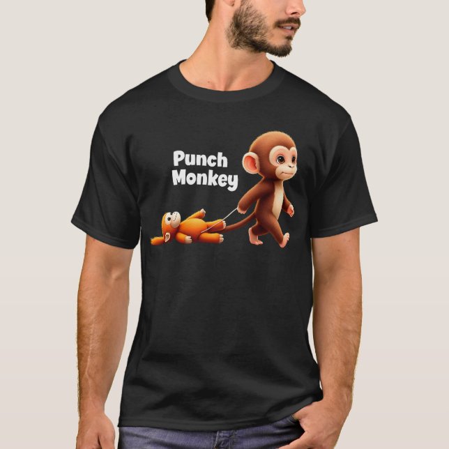 Camiseta Macaco Punch Viral Fofo Gráfico (Frente)