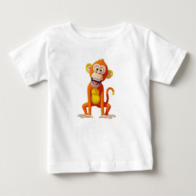 Camiseta Macaco Rindo em Fundo Branco (Frente)