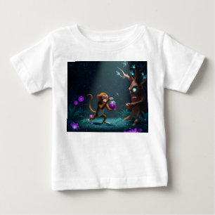 Camiseta Macaco Roubando Fruta Mágica de Árvore Mal-Humorad