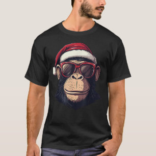 Camiseta Macaco Santa Hat Chimpanzé Macaco Amava Christma