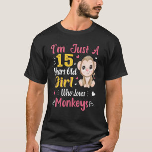 Camiseta Macaco Só Uma Garota Que Ama Macacos 15 Aniversári