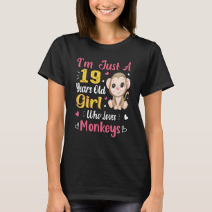 Camiseta Macaco Só Uma Menina Que Ama Macacos 19 No Anivers