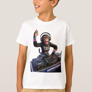 Camiseta Macaco Superstar DJ Fazendo Música ao Ar Livre em
