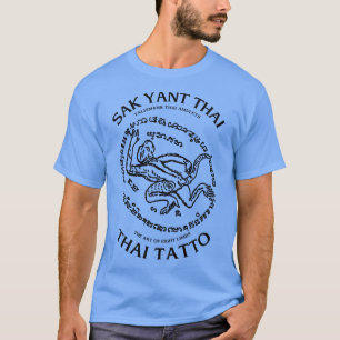 Camiseta Macaco Tailandês Antiquado Yant Muay Sak