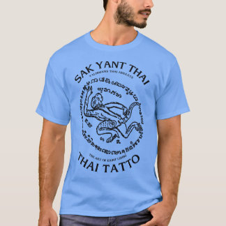 Camiseta Macaco Tailandês Antiquado Yant Muay Sak