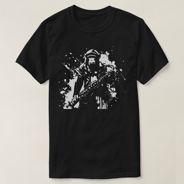 Camiseta macaco toca saxofone (Frente do Design)