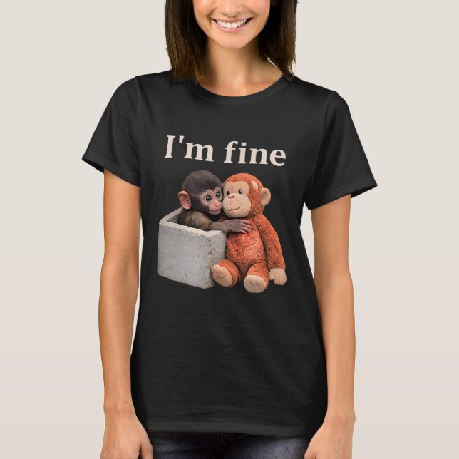 Camiseta Macaco triste soca com um brinquedo laranja estou  (Frente)