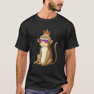 Camiseta Macaco Usando Óculos De Sol E Coroa Inglaterra Ban