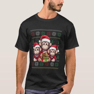 Camiseta Macaco Vestindo Santa Hat Xmas Macaco Feio