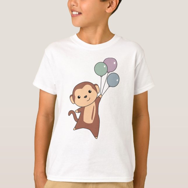 Camiseta Macaco Voa Com Balões Lá Em Cima Doce (Frente)