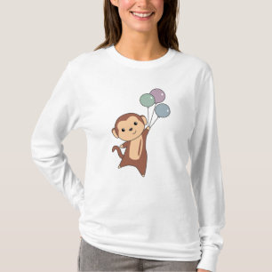 Camiseta Macaco Voa Com Balões Lá Em Cima Doce
