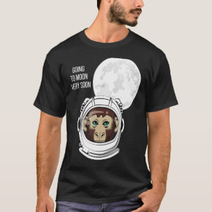 Camiseta Macacos Astronautas Espaçais Viajando À Lua Muito 