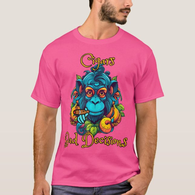 Camiseta Macacos Charutos E Más Decisões (Frente)