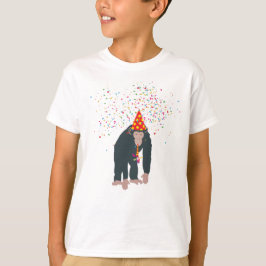 Camiseta Macacos-chimpanzé festejando animais com festa