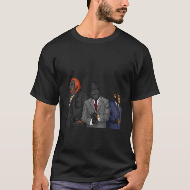 Camiseta Macacos Com Três Macacos Em Fatos (Frente)