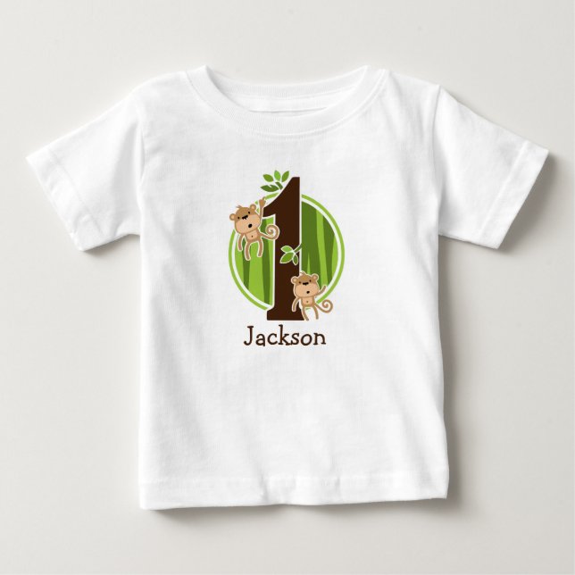 Camiseta Macacos da Selva de 1º Aniversário (Frente)