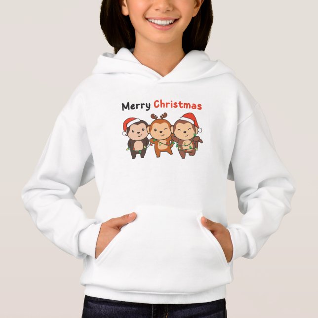 Camiseta Macacos de Natal Macacos Macacos Feliz Natal (Frente)