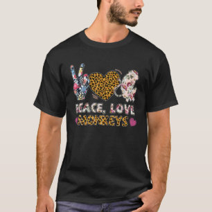 Camiseta Macacos do Amor pela Paz Menina de Animais do Leop