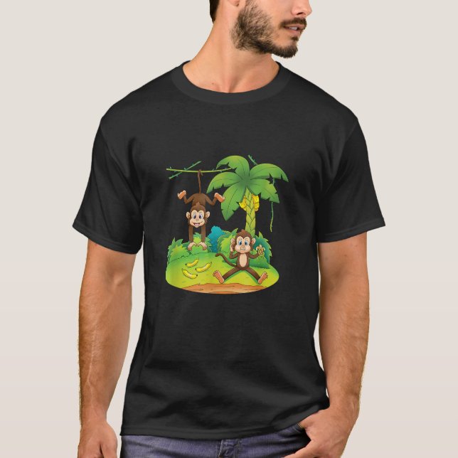 Camiseta MACACOS EM ÁRVORES Animais Selvagens Presente de A (Frente)