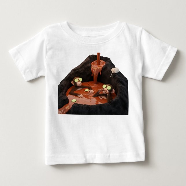 Camiseta Macacos Engraçados Relaxando em um Vulcão de Choco (Frente)