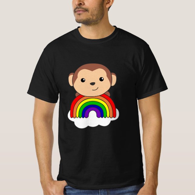 Camiseta Macacos-Macaco-Arco-Arco-Nuvem Cujos Animais De Cr (Frente)