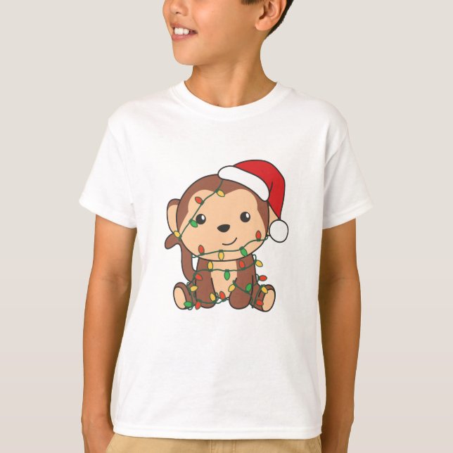 Camiseta Macacos Macacos Macacos De Inverno De Natal (Frente)
