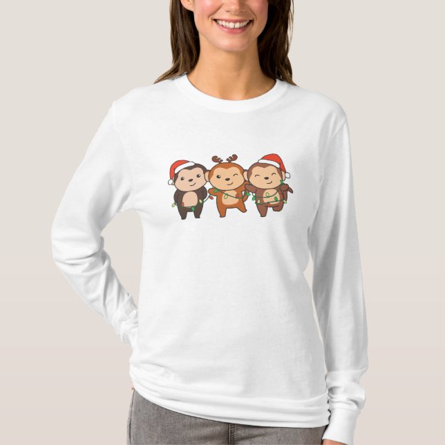 Camiseta Macacos Macacos Macacos De Natal Macaco Macacos Fr (Frente)
