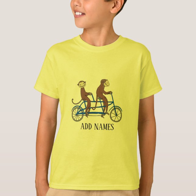 Camiseta Macacos na bicicleta, adicionar texto, saia (Frente)