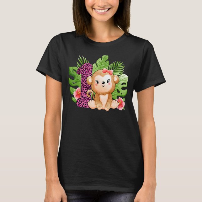 Camiseta Macacos primeiros aniversarios Com 1 Ano Anim Safa (Frente)
