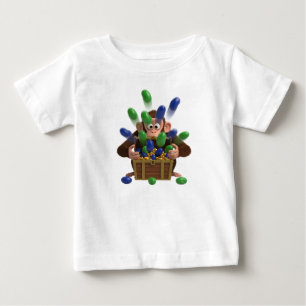 Camiseta Macaquinho de desenho animado 3D fofo abrindo um b