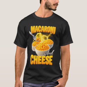 Camiseta Macaroni E Comida De Conforto De Chita De Queijo