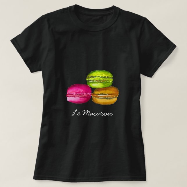 Camiseta Macarons Coloridos, a aquarela e a arte funky (Frente do Design)