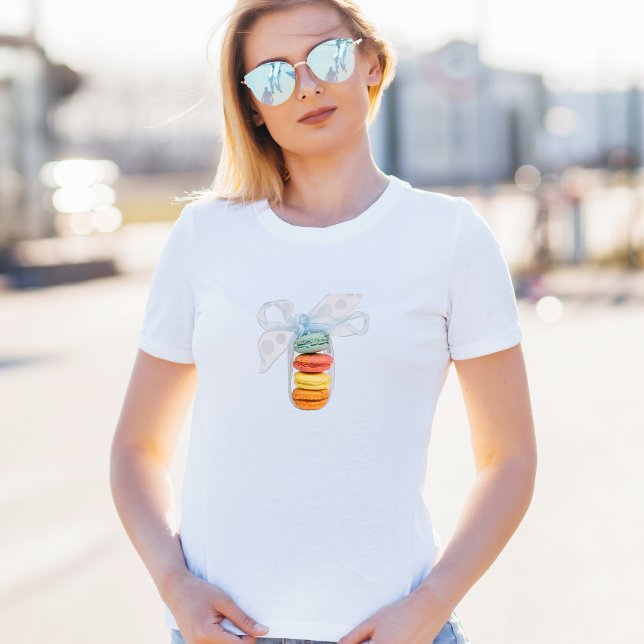 Camiseta Macarons Pastéis Com Fita Azul (Criador carregado)