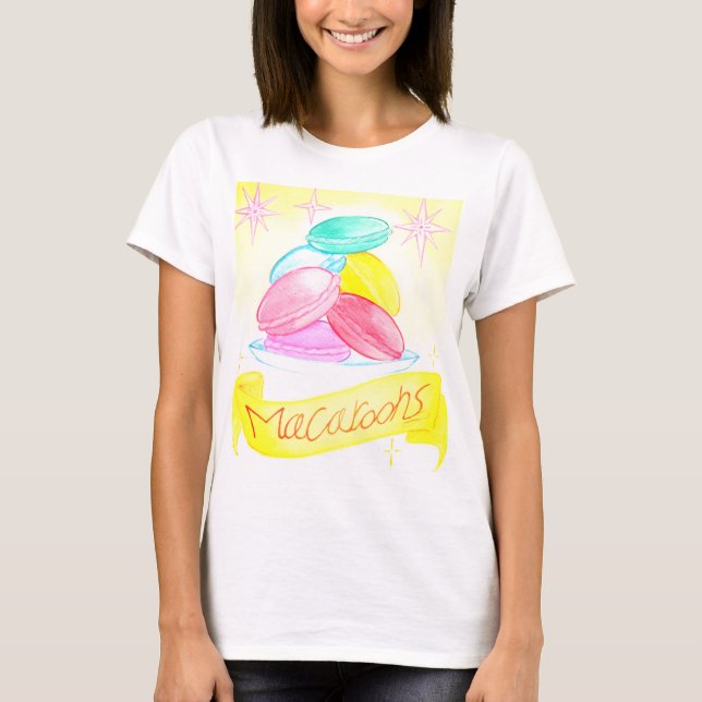 Camiseta Macaroon Day Mulheres com T-shert branco (Frente)