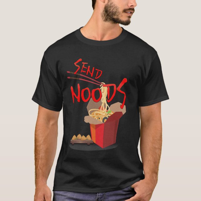 Camiseta Macarrão chinês envia NOODS Comida asiática Ventil (Frente)