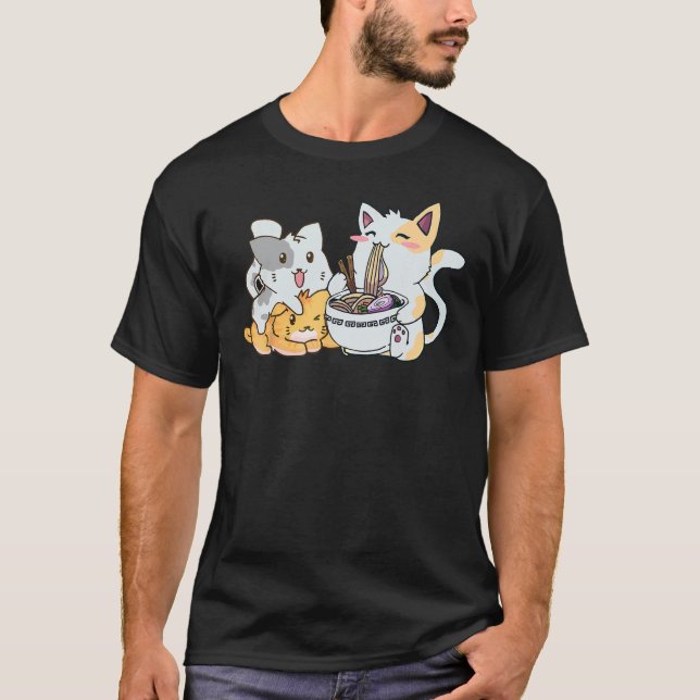 Camiseta Macarrão de Gato Neko Ramen (Frente)
