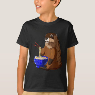 Camiseta Macarrão Japonês Kawaii Ramen Bowl Funny Groundhog