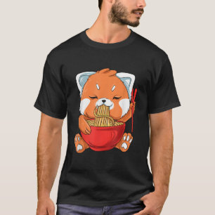 Camiseta Macarrão Japonês Panda Vermelho Comendo Ra