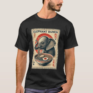 Camiseta Macarrão Japonês Selo Postal Vida Selvagem Elefant